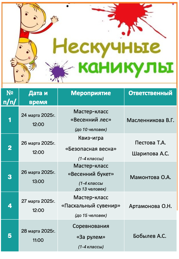 весенние каникулы